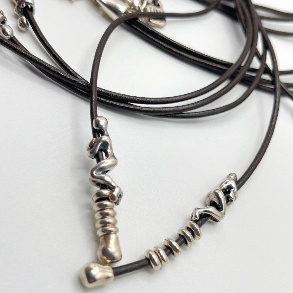 UNO de 50 Leather Silver plated Necklace Skalator Woman Climb BOHO Tassel Dangle - Picture 6 of 16